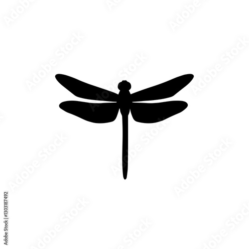 Elegant dragonfly silhouette on transparent background