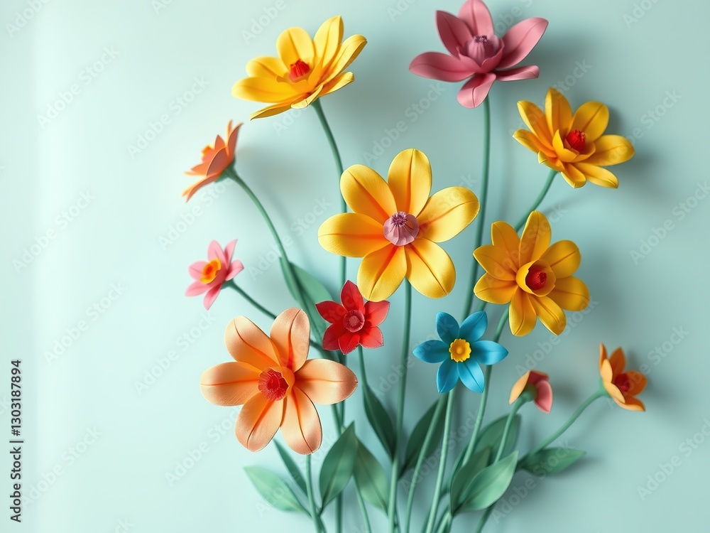 Bold Paper Flowers on Minimalist Backdrops - Playful Design Bold Paper Flowers on Minimalist Backdrops - Playful Design