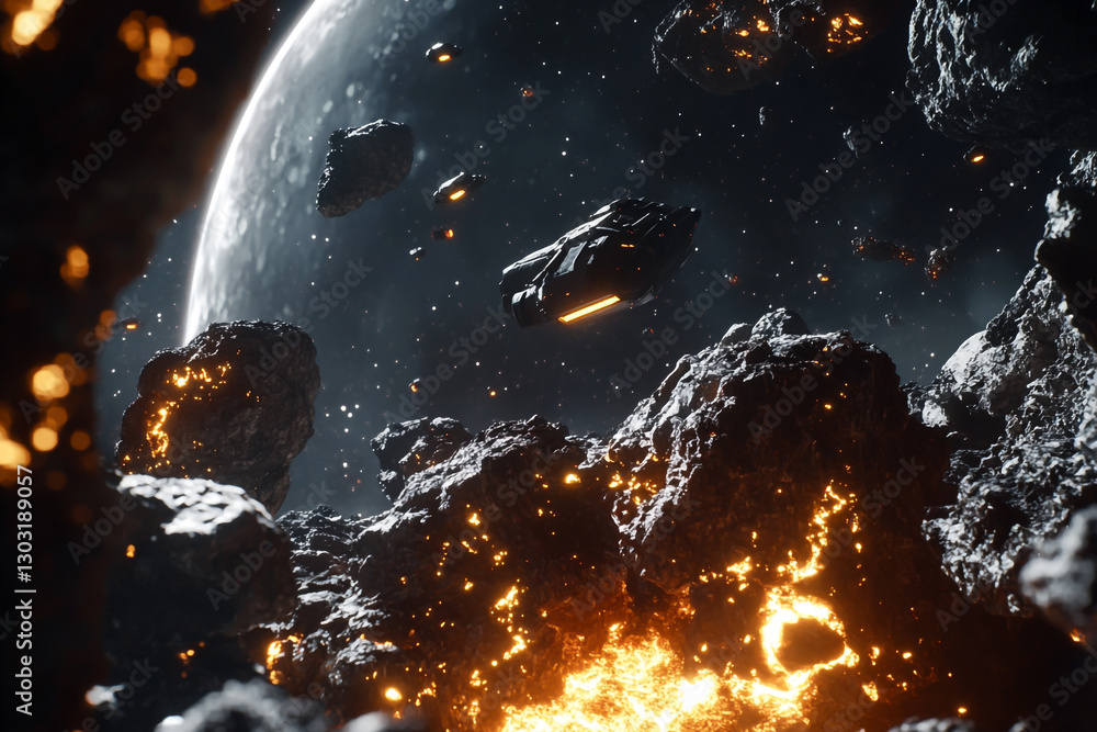 Concept art of space rocks, dark fantasy, fantasy planet surface, rock and lava, small spaceships in the sky, cinematic, fantasy planet background. Concept art of space rocks, dark fantasy, fantasy planet surface, rock and lava, small spaceships in the sky, cinematic, fantasy planet background.