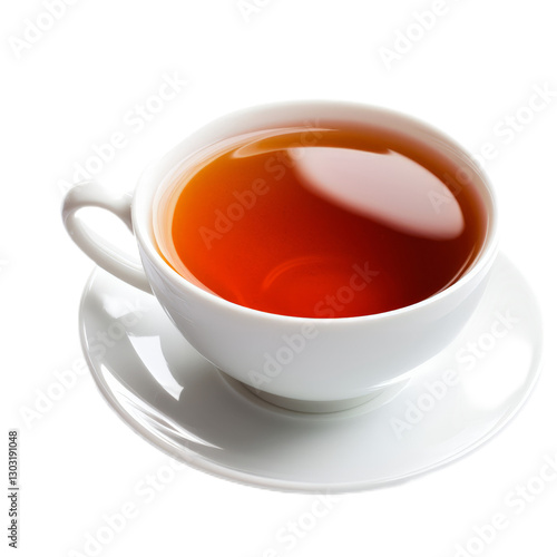 Steaming Cup of Black Tea on White