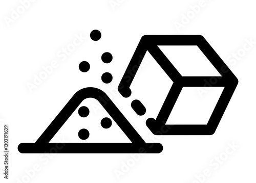 icon of sugar cubes and granules symbolizing sweeteners glucose and ingredients.