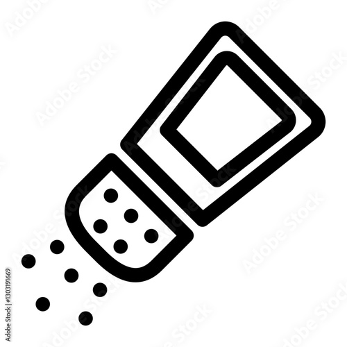 icon of a tilted salt shaker pouring granules symbolizing seasoning sodium and food preparation.