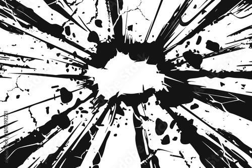 Background of radial lines for comic books in hand-drawn style. Manga speed frame, superhero action, explosion background. Black and white vector illustration.
