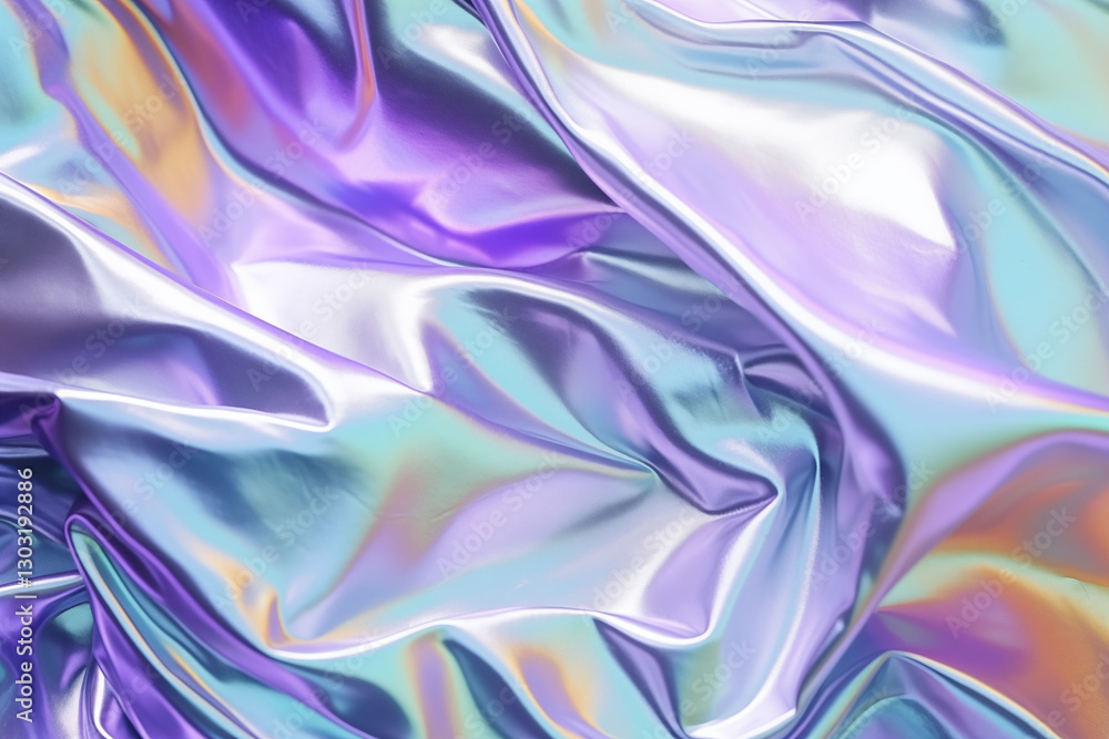 Obraz premium Rainbow colored holographic wrinkled rainbow foil generative ai