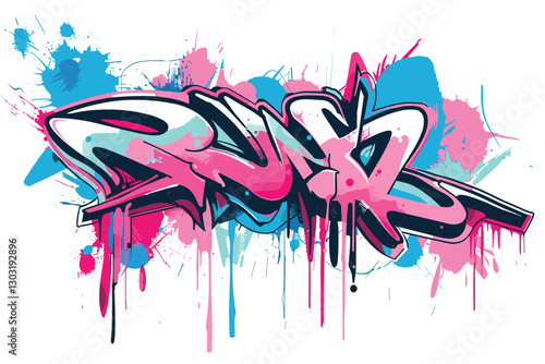 Colorful Abstract Urban Graffiti Street Art Word Lettering Vector Illustration Template Element
