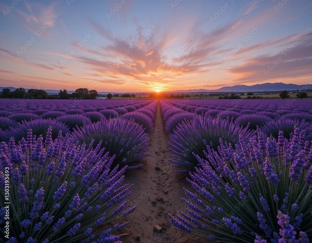 Fototapeta premium lavender field at sunset