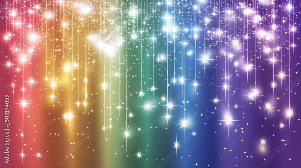 Colorful starry night sky with sparkling rainbow lights and glittering stars Colorful starry night sky with sparkling rainbow lights and glittering stars