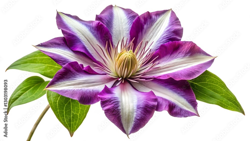Purple and White Clematis Flower Close-up Purple and White Clematis Flower Close-up