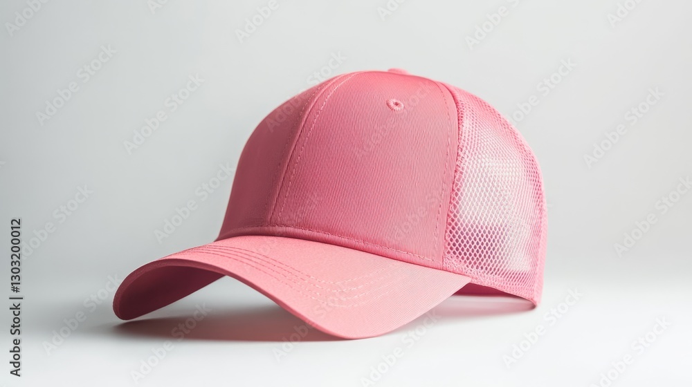 Fototapeta premium Pink trucker hat mockup template on white background