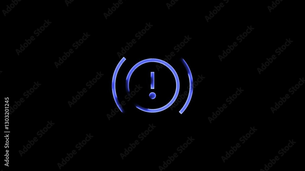 Neon engine-warning icon animation on black background,chroma key Neon engine-warning icon animation on black background,chroma key