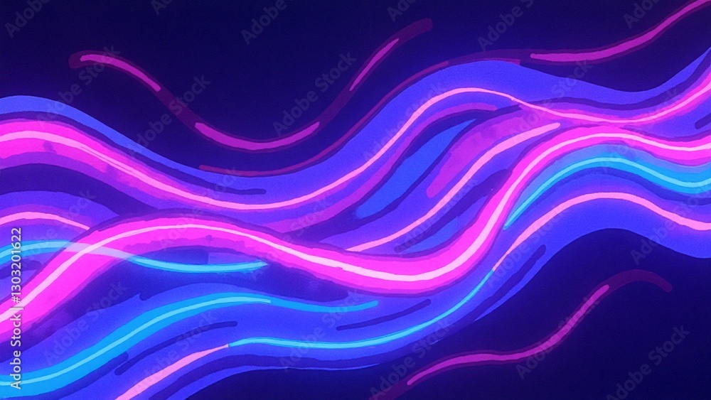 Fototapeta premium Bright Neon Waves Abstract Design with Vibrant Colorful Lights