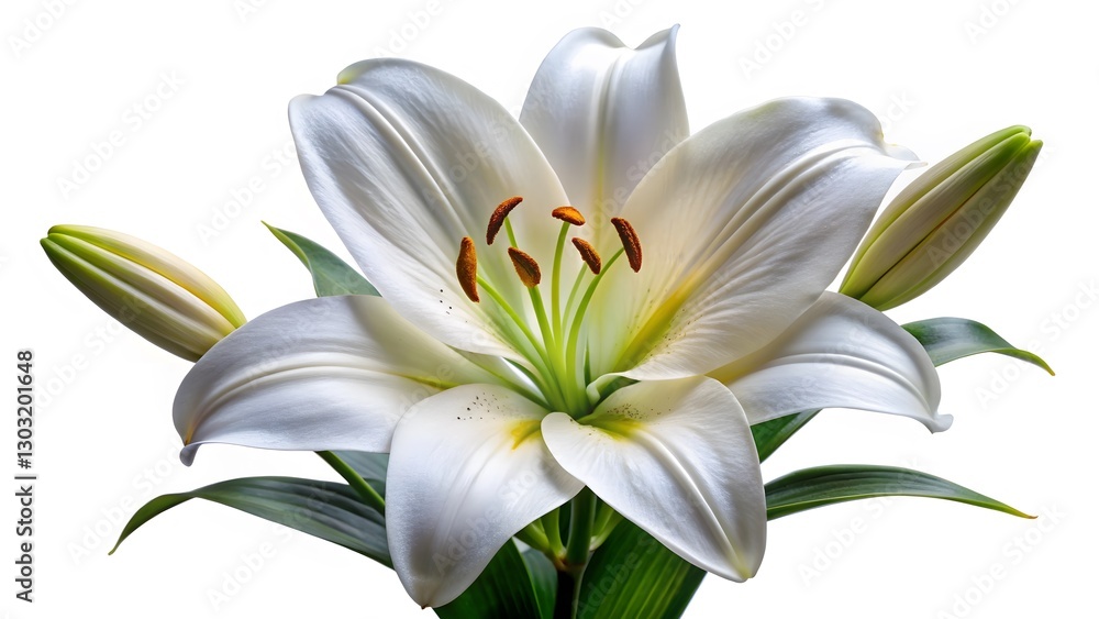 Fototapeta premium White Lily Bloom Close-up