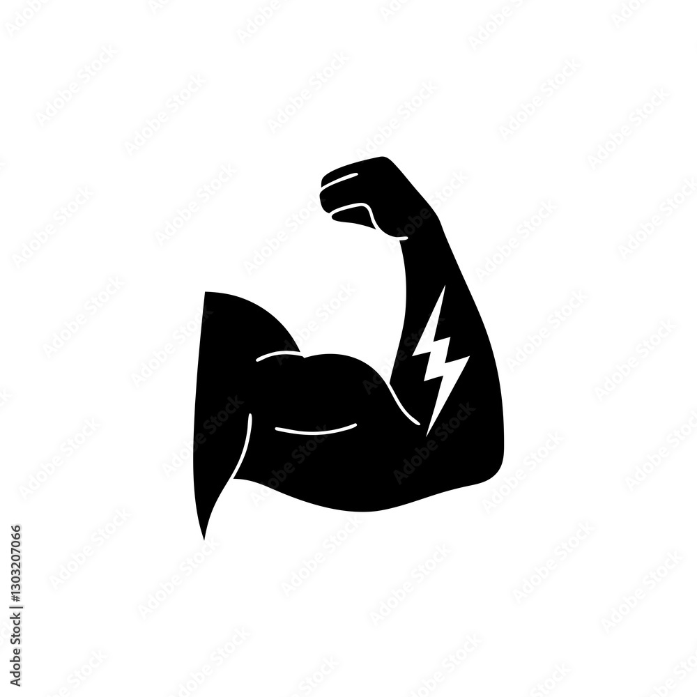 Obraz premium creative unique black flex bolt a flexing arm with eclectic symbol