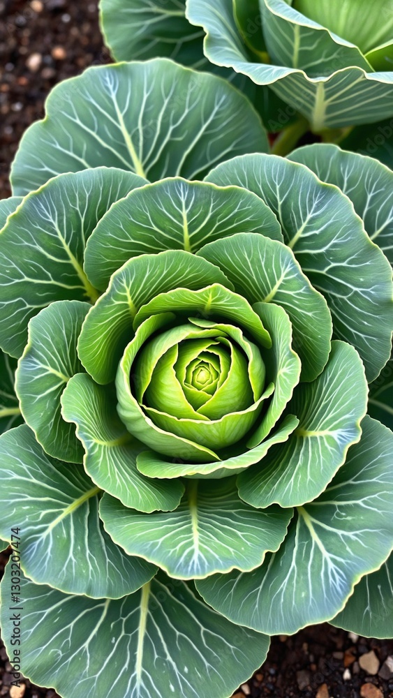 Fototapeta premium Cabbage field, Beauty vegetable garden with cabbage crop plant growing and green
