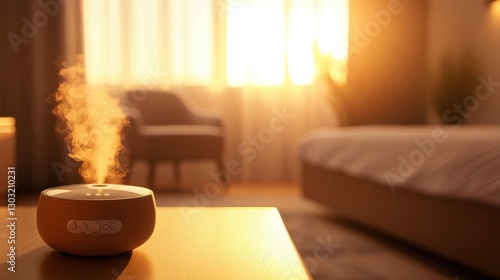 Wallpaper Mural Soft Mist Rising from an Oil Diffuser in Daylight Torontodigital.ca