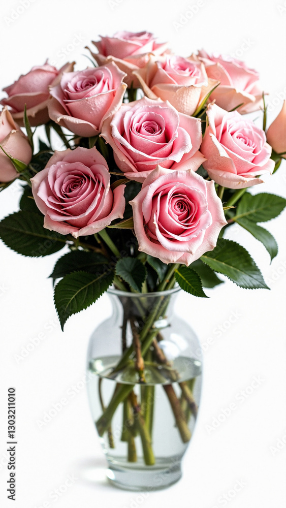 Elegant Pink Roses Bouquet in Glass Vase | Perfect for Mother's Day Campaigns, Greeting Cards, Floral Promotions & Gift Shop Displays Elegant Pink Roses Bouquet in Glass Vase | Perfect for Mother's Day Campaigns, Greeting Cards, Floral Promotions & Gift Shop Displays