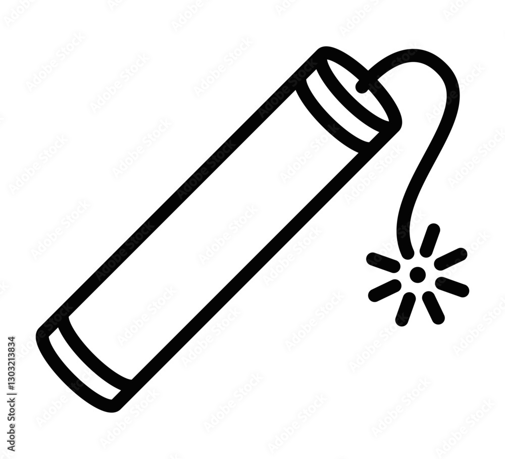 Dynamite vector icon with fuse for explosive themes. Editable stroke. Dynamite vector icon with fuse for explosive themes. Editable stroke.