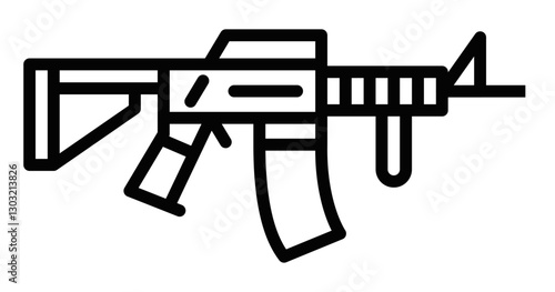 Assault rifle vector icon for military and war themes. Editable stroke.
