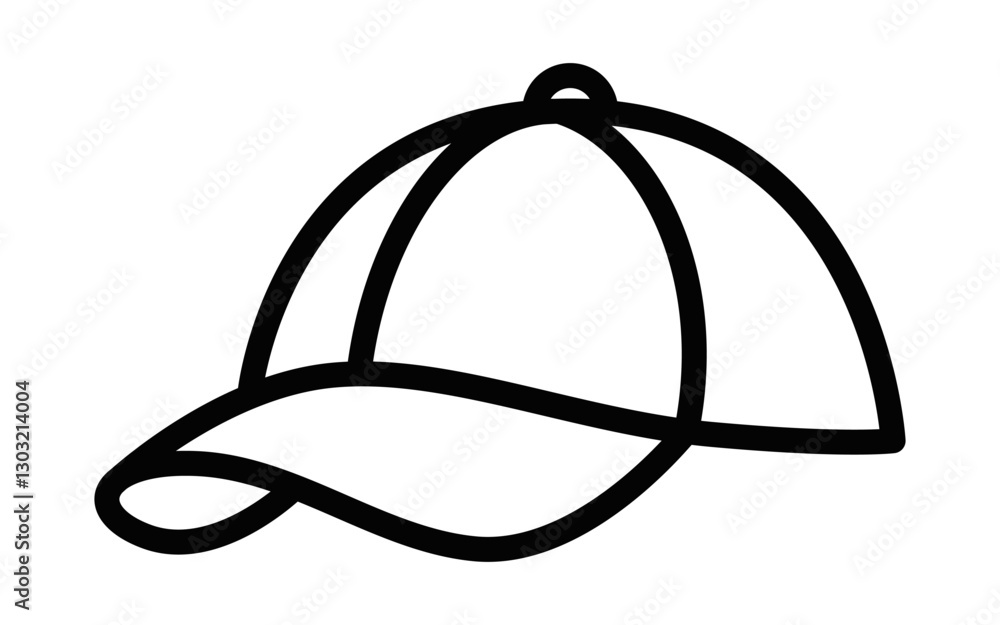 Baseball cap vector icon for casual and sportswear themes. Editable stroke. Baseball cap vector icon for casual and sportswear themes. Editable stroke.