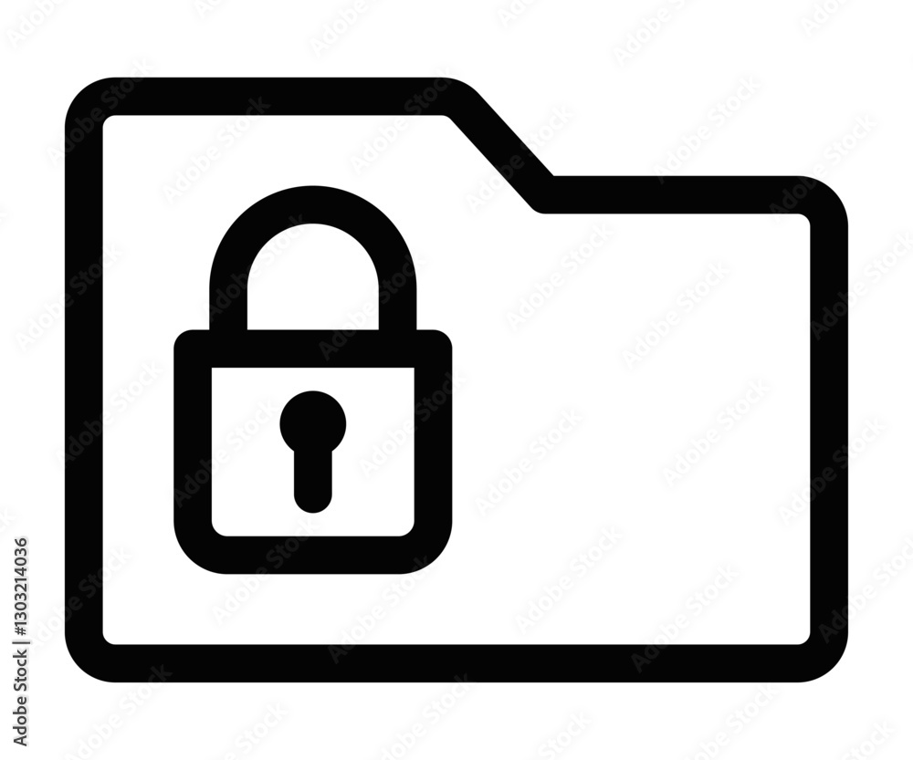 Secure folder vector icon with lock for privacy themes. Editable stroke. Secure folder vector icon with lock for privacy themes. Editable stroke.