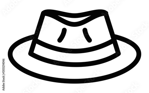 Fedora hat vector icon for fashion and vintage themes. Editable stroke.