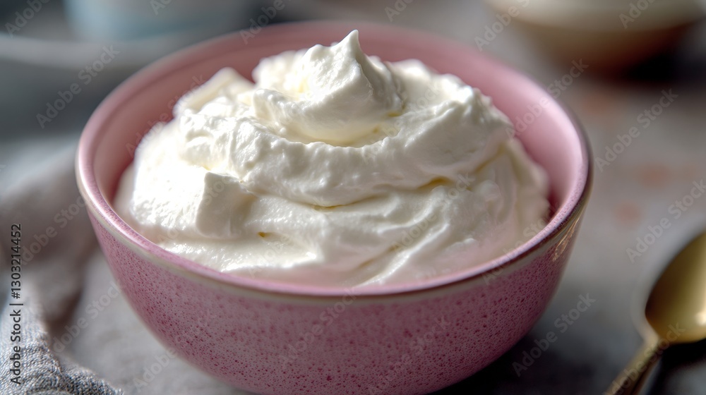 Pink creamy yogurt. Pink sour cream texture close-up Pink creamy yogurt. Pink sour cream texture close-up