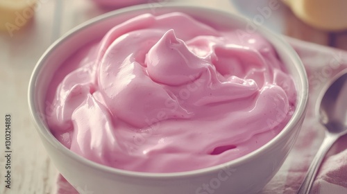 Wallpaper Mural Pink creamy yogurt. Pink sour cream texture close-up Torontodigital.ca