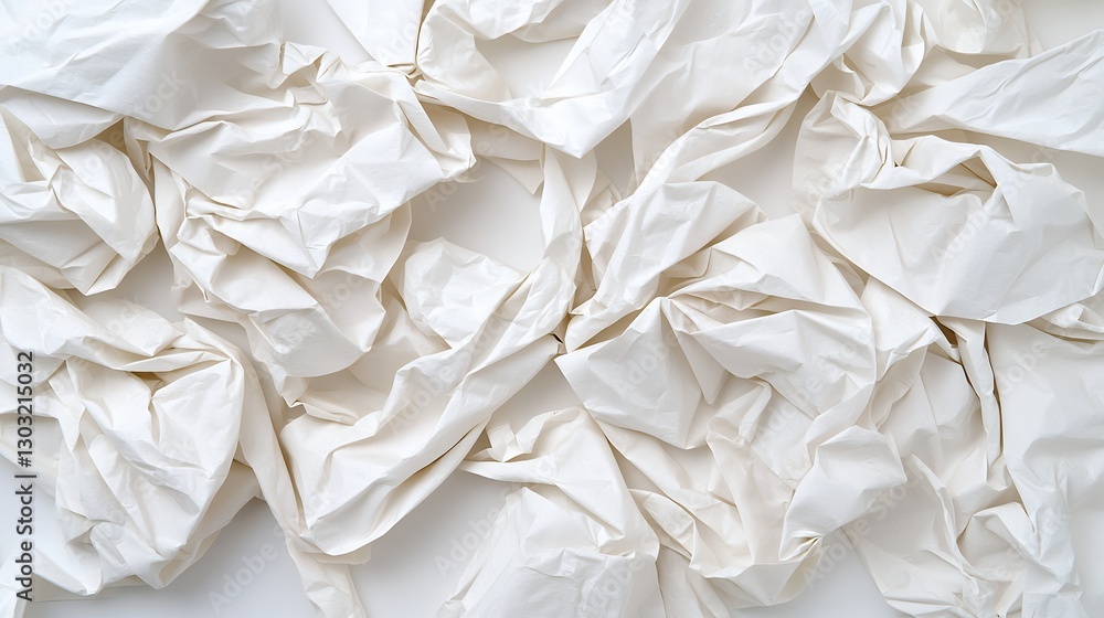 Obraz premium Crumpled White Paper Texture Background for Creative Design Projects