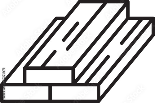 Wooden planks stacked together line icon
