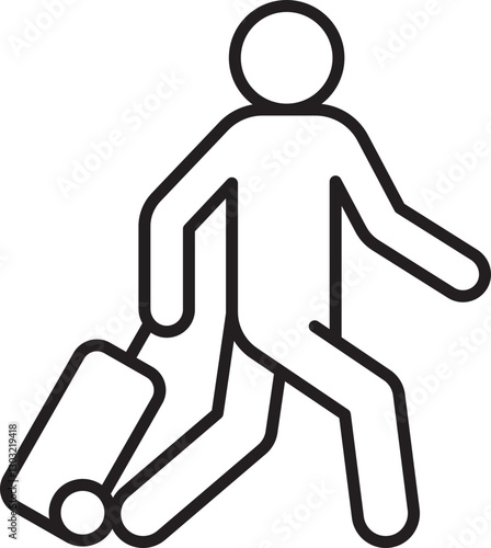 Person walking with a suitcase line icon