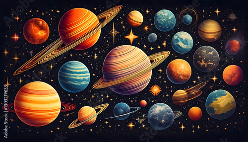 Interstellar Fantasy – A Mid-Century Space Exploration Artwork

