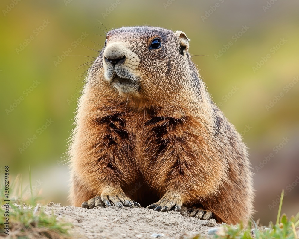 Solitary Groundhog: Nature's Rodent Celebrating the Day in Its Natural Habitat Solitary Groundhog: Nature's Rodent Celebrating the Day in Its Natural Habitat