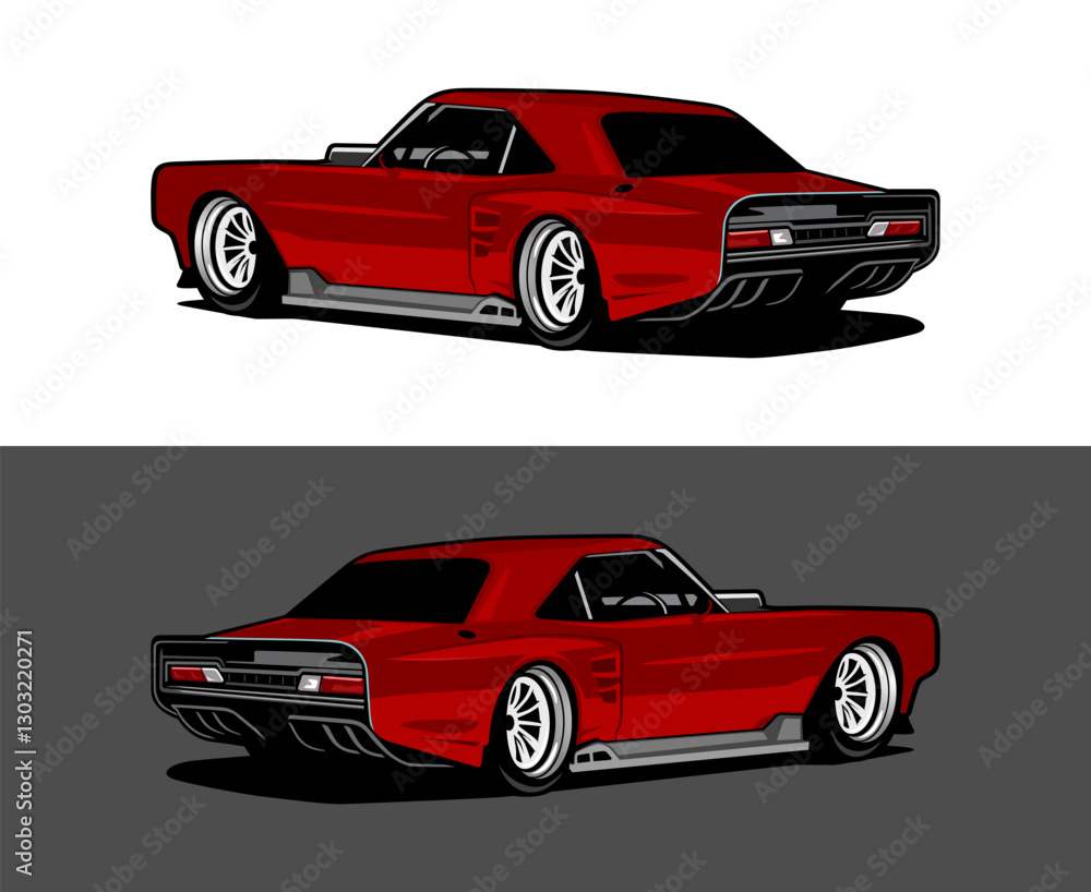Fototapeta premium red car classic speed logo icon design vector