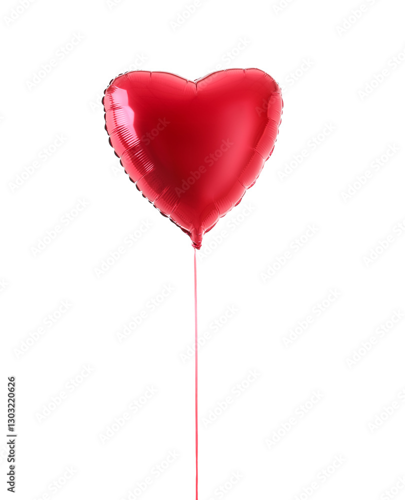 One heart-shaped red balloon isolated on white. Happy Valentine's day One heart-shaped red balloon isolated on white. Happy Valentine's day