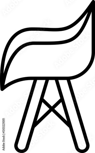 Stylized chair with a curved backrest line icon