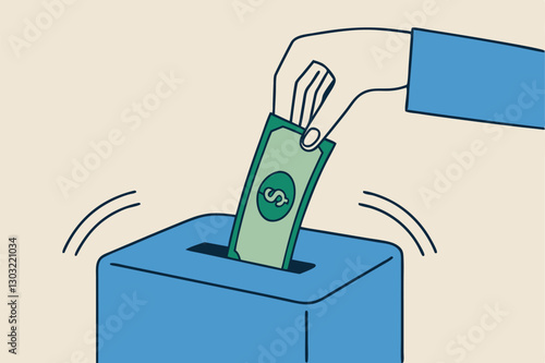 Money shred bad investment, scam or fraud causing losing money, mistake or financial failure spending concept, businessman hand feed banknote money into shredder to destroy losing all his wealth.