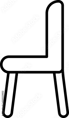 Simple chair illustration in profile view line icon