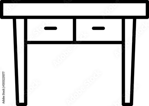 Desk with two drawers line icon