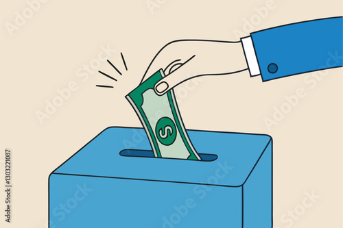 Money shred bad investment, scam or fraud causing losing money, mistake or financial failure spending concept, businessman hand feed banknote money into shredder to destroy losing all his wealth.
