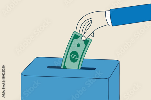 Money shred bad investment, scam or fraud causing losing money, mistake or financial failure spending concept, businessman hand feed banknote money into shredder to destroy losing all his wealth.