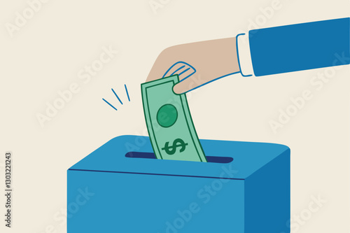 Money shred bad investment, scam or fraud causing losing money, mistake or financial failure spending concept, businessman hand feed banknote money into shredder to destroy losing all his wealth.