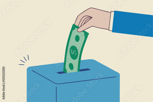 Money shred bad investment, scam or fraud causing losing money, mistake or financial failure spending concept, businessman hand feed banknote money into shredder to destroy losing all his wealth.
