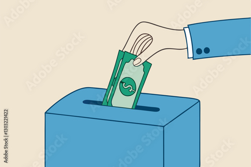 Money shred bad investment, scam or fraud causing losing money, mistake or financial failure spending concept, businessman hand feed banknote money into shredder to destroy losing all his wealth.