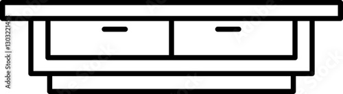 Wooden furniture with drawers line icon