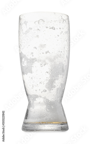 Cuadro en lienzo One empty beer glass with foam isolated on white