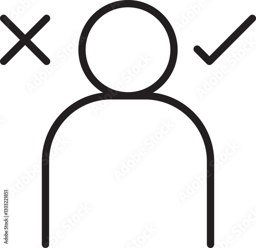 Symbolic representation of approval and disappr... line icon