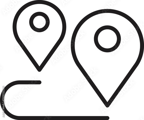 Map markers with a path illustration line icon