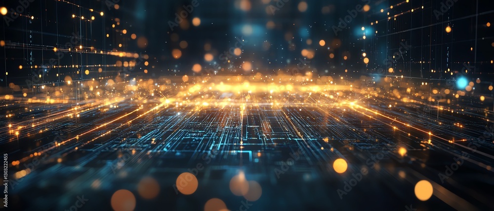 Obraz premium Connection between AI systems enables seamless data exchange.