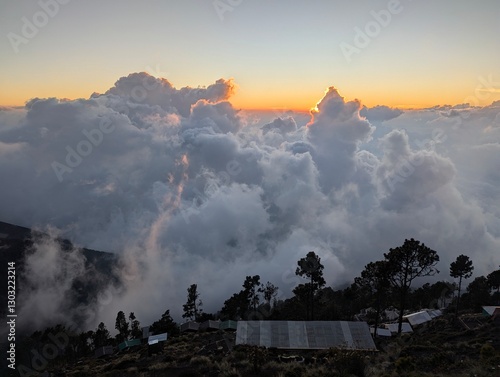 Wallpaper Mural Aerial photo taken with drone of clouds at sunrise before sun comes up, from the top of Acatenango Volcano near Antigua, Guatemala Torontodigital.ca
