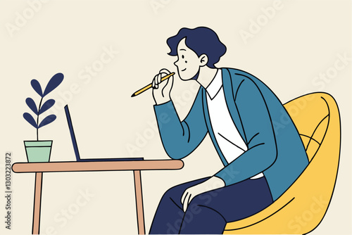 Boring office worker, exhausted or fatigue employee, afternoon slump or tired and burnout at work concept, sleepy businessman office worker hand on chin bored sitting low energy on his working desk.